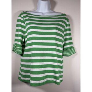 Lauren Ralph Lauren Green and White Striped Blouse